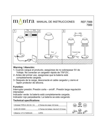 ***OFER/DES*** K5 * FAROL NEGRO EXTERIOR PORTATIL LED IP54 3000K